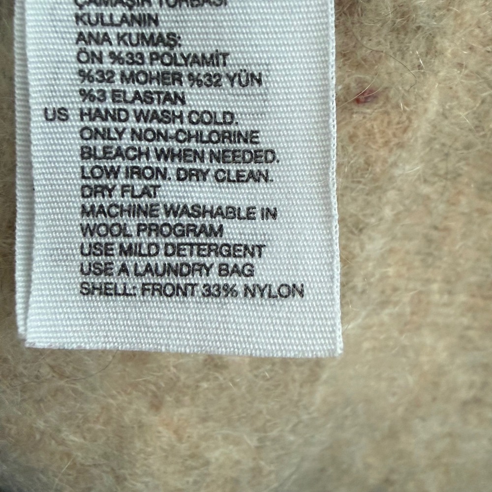 & Other Stories Paris Atelier Mock Neck Sweater Beige Mohair Wool S Minimalist - Picture 5 of 7